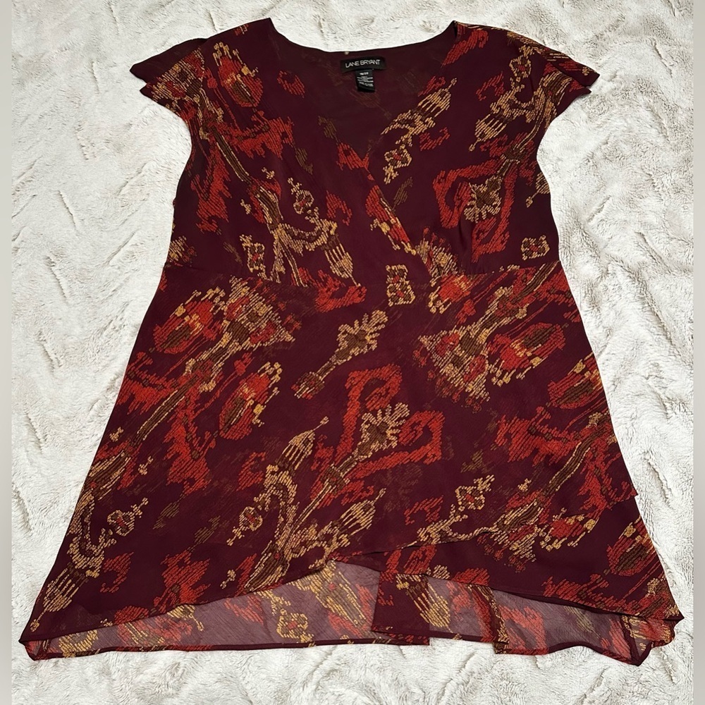 Lane Bryant Plus Size Faux Wrap V neck Tunic Blouse/ Dress Size 18/20